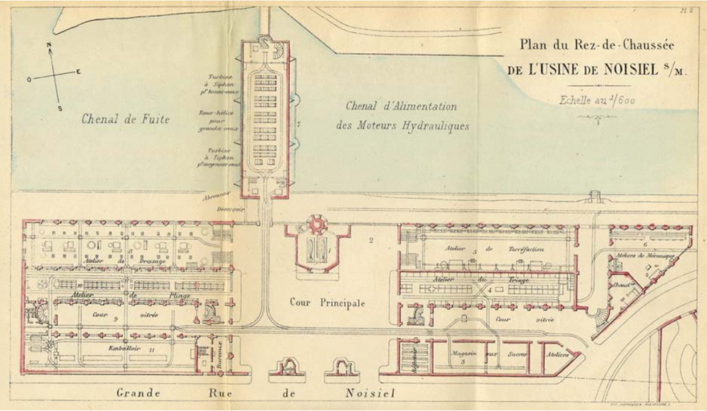 Plan du rez-de-chaussée de l'usine Noisiel en 1878